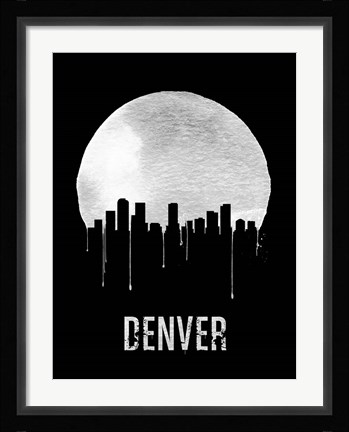 Framed Denver Skyline Black Print