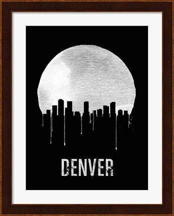 Framed Denver Skyline Black Print