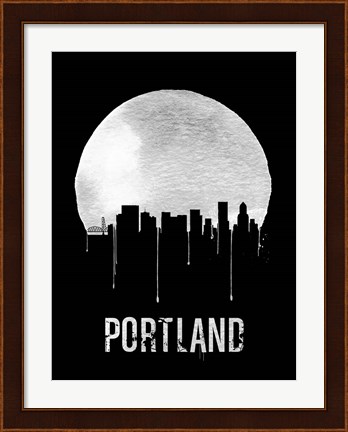 Framed Portland Skyline Black Print