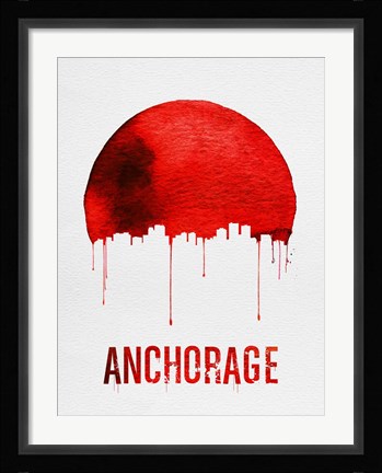 Framed Anchorage Skyline Red Print