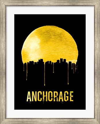 Framed Anchorage Skyline Yellow Print
