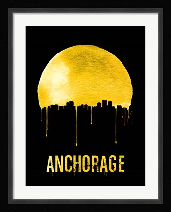 Framed Anchorage Skyline Yellow Print