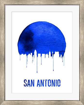 Framed San Antonio Skyline Blue Print