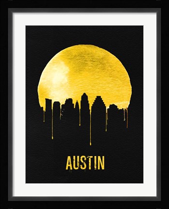 Framed Austin Skyline Yellow Print