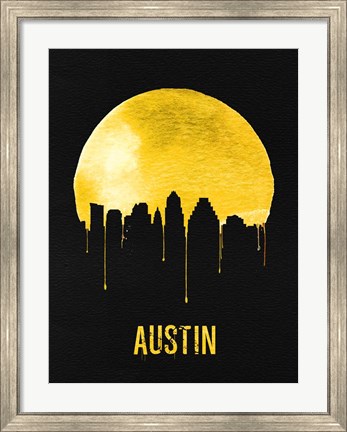 Framed Austin Skyline Yellow Print