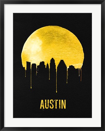 Framed Austin Skyline Yellow Print