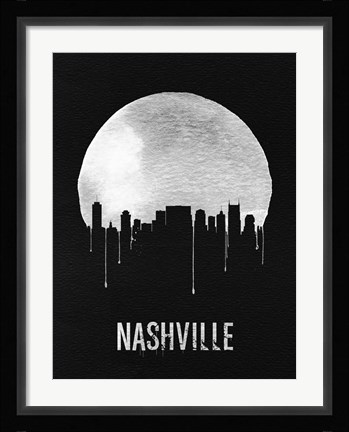 Framed Nashville Skyline Black Print