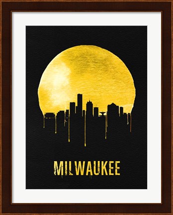 Framed Milwaukee Skyline Yellow Print
