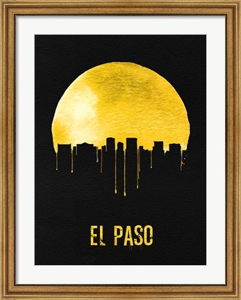 Framed El Paso Skyline Yellow Print