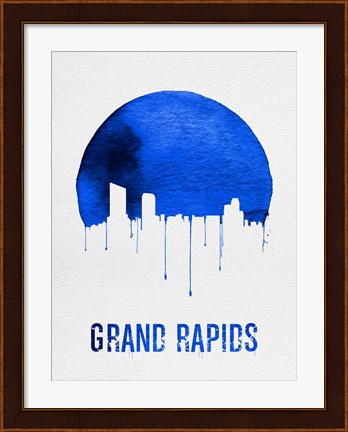 Framed Grand Rapids Skyline Blue Print