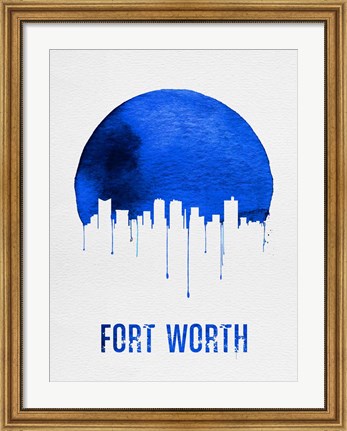 Framed Fort Worth Skyline Blue Print