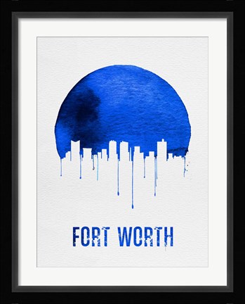 Framed Fort Worth Skyline Blue Print