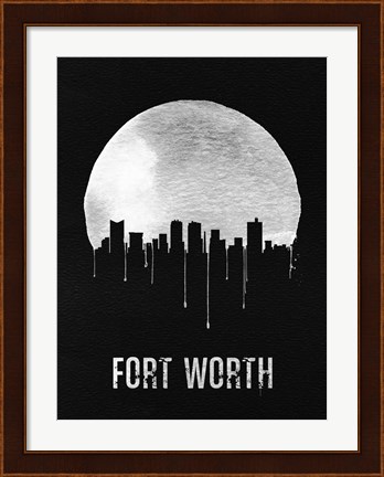 Framed Fort Worth Skyline Black Print
