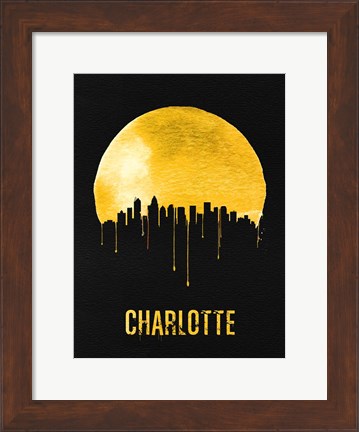 Framed Charlotte Skyline Yellow Print