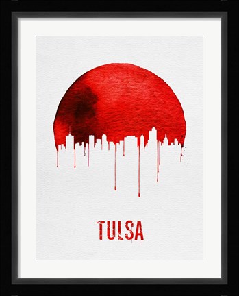 Framed Tulsa Skyline Red Print