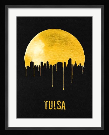 Framed Tulsa Skyline Yellow Print