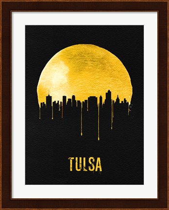 Framed Tulsa Skyline Yellow Print