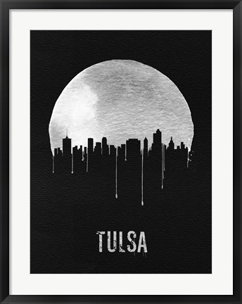 Framed Tulsa Skyline Black Print
