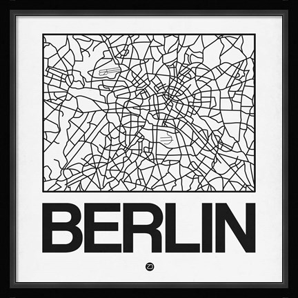 Framed White Map of Berlin Print