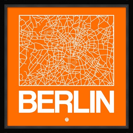 Framed Orange Map of Berlin Print