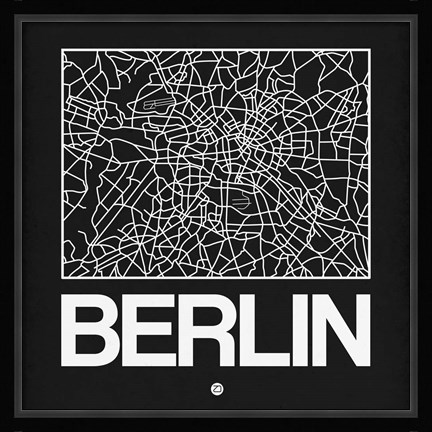 Framed Black Map of Berlin Print