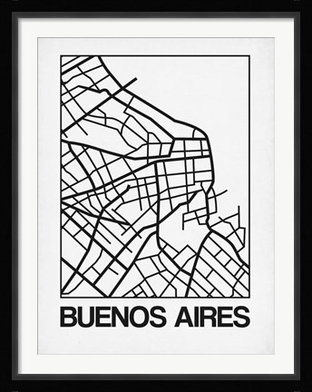 Framed White Map of Buenos Aires Print