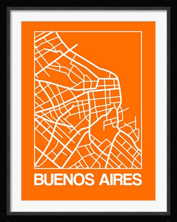 Framed Orange Map of Buenos Aires Print