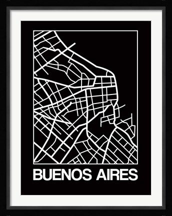 Framed Black Map of Buenos Aires Print