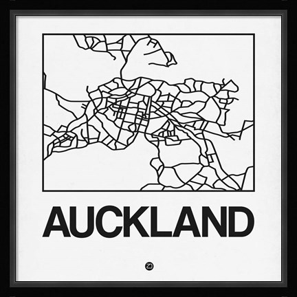 Framed White Map of Auckland Print