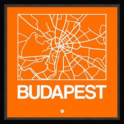 Framed Orange Map of Budapest Print