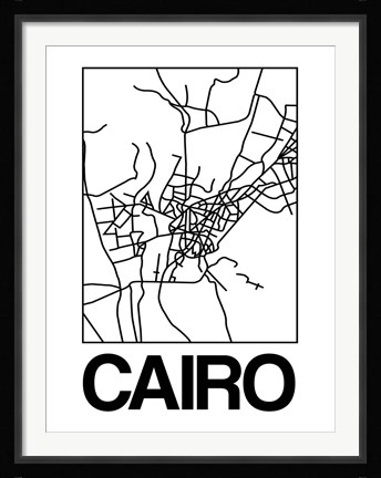 Framed White Map of Cairo Print