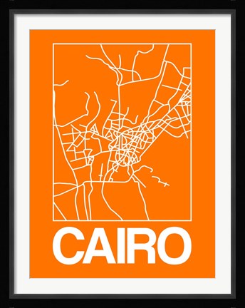 Framed Orange Map of Cairo Print