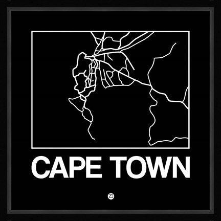 Framed Black Map of Cape Town Print