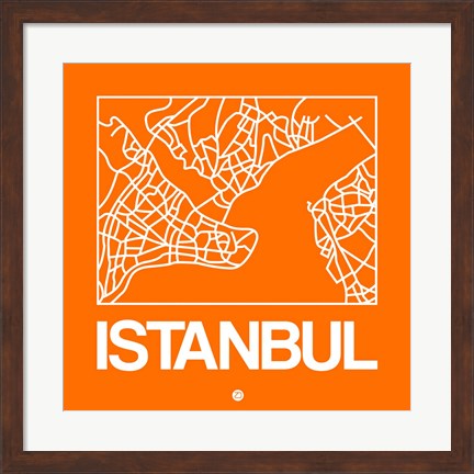 Framed Orange Map of Istanbul Print