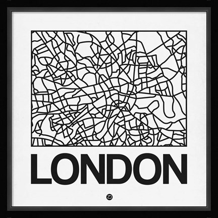 Framed White Map of London Print