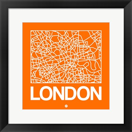 Framed Orange Map of London Print