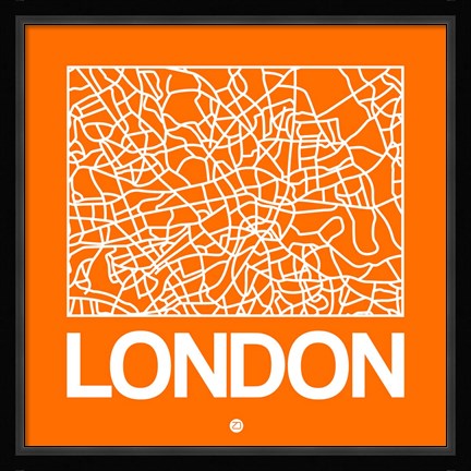 Framed Orange Map of London Print