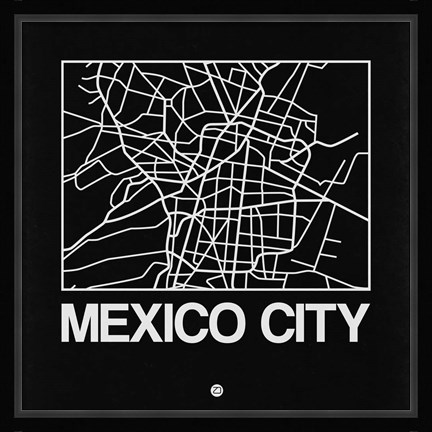 Framed Black Map of Mexico City Print
