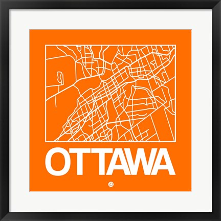 Framed Orange Map of Ottawa Print