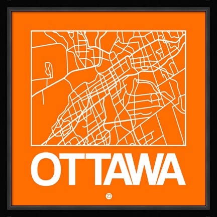 Framed Orange Map of Ottawa Print