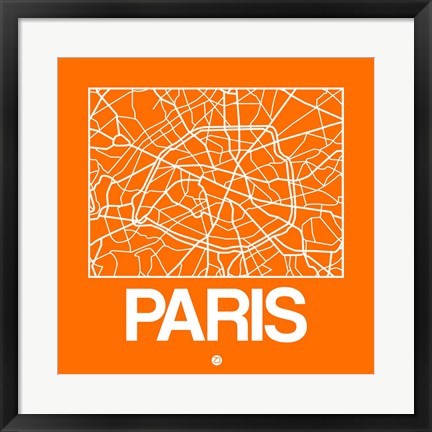 Framed Orange Map of Paris Print