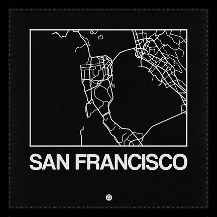 Framed Black Map of San Francisco Print