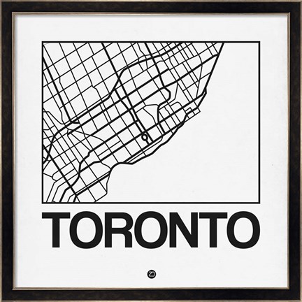 Framed White Map of Toronto Print