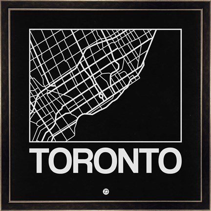 Framed Black Map of Toronto Print