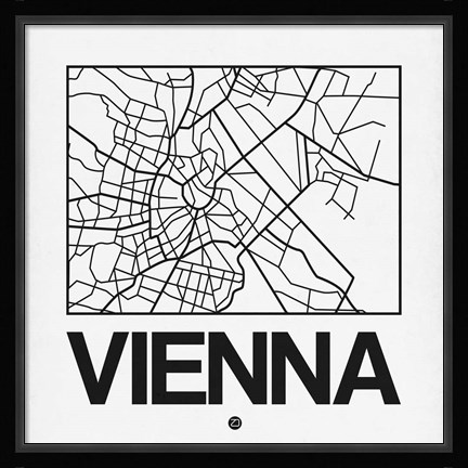 Framed White Map of Vienna Print