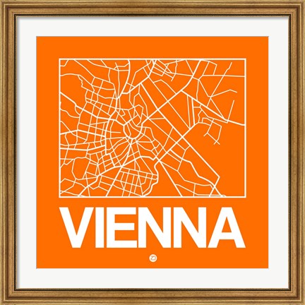 Framed Orange Map of Vienna Print