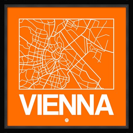 Framed Orange Map of Vienna Print