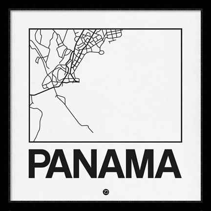 Framed White Map of Panama Print