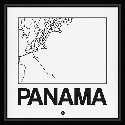 Framed White Map of Panama Print
