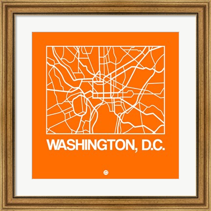 Framed Orange Map of Washington, D.C. Print